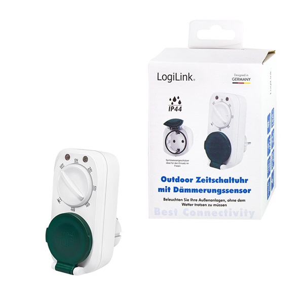 Logilink ET0013 Mechanikus időkapcsoló sötétedés érzékelővel, IP44, kültéri