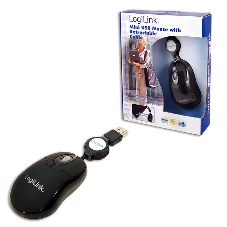 Logilink ID0016 Mini USB egér visszahúzható kábellel
