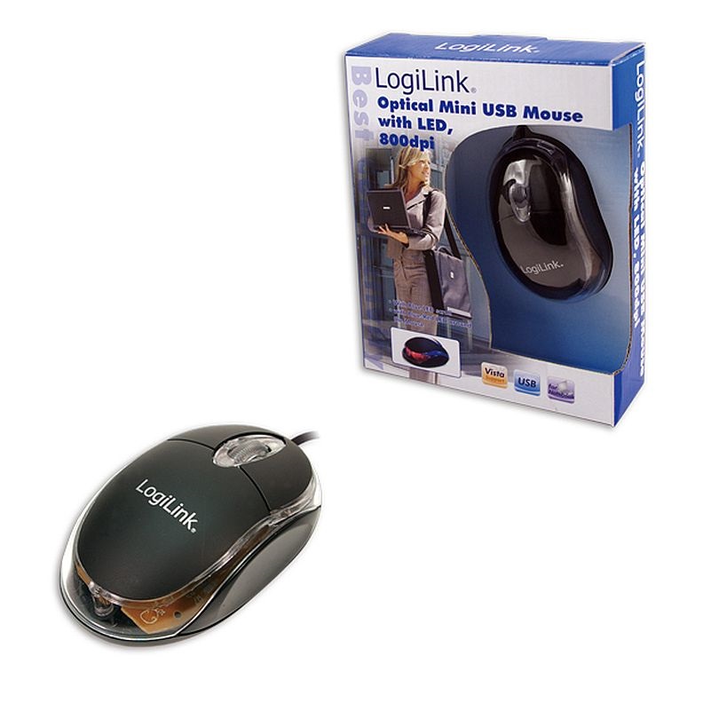 Logilink ID0010 Mini USB-s Optikai Egér leddel, 800dpi