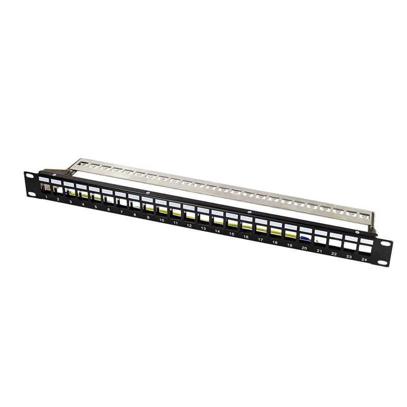 Logilink NK4058 9" Patch panel 24 keystone jack csatlakozóhoz, hátsó kábelkezelővel
