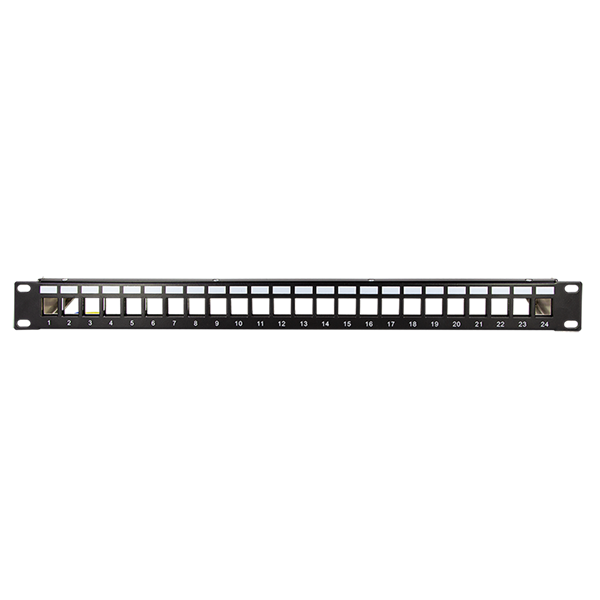 Logilink NK4058 9" Patch panel 24 keystone jack csatlakozóhoz, hátsó kábelkezelővel