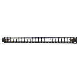 Logilink NK4058 9" Patch panel 24 keystone jack csatlakozóhoz, hátsó kábelkezelővel