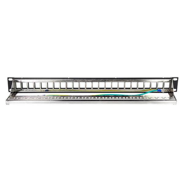 Logilink NK4058 9" Patch panel 24 keystone jack csatlakozóhoz, hátsó kábelkezelővel