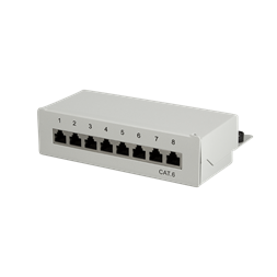Logilink NP0016A Cat.6 Patch Panel 8 portos árnyékolt, asztali, világosszürke
