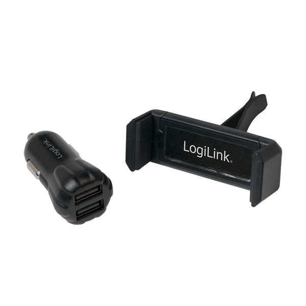 Logilink PA0133 USB 2 portos autós töltő + tartó