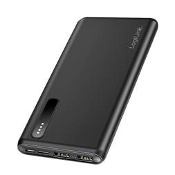 Logilink PA0311 Power bank 8000 mAh, 2x USB-A, 2 az 1-ben kábel, fekete