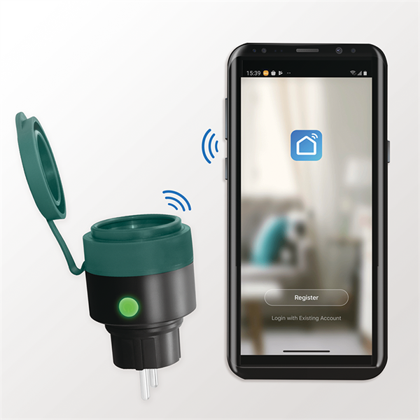 Logilink SH0100 Wi-Fi intelligens csatlakozóaljzat kültéri, egyirányú (CEE 7/3), Tuya kompatibilis