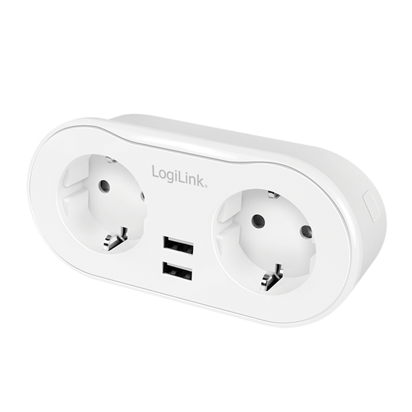 Logilink SH0102 Wi-Fi intelligens csatlakozóaljzat, 2 utas (CEE 7/3), 2x USB, Tuya kompatibilis