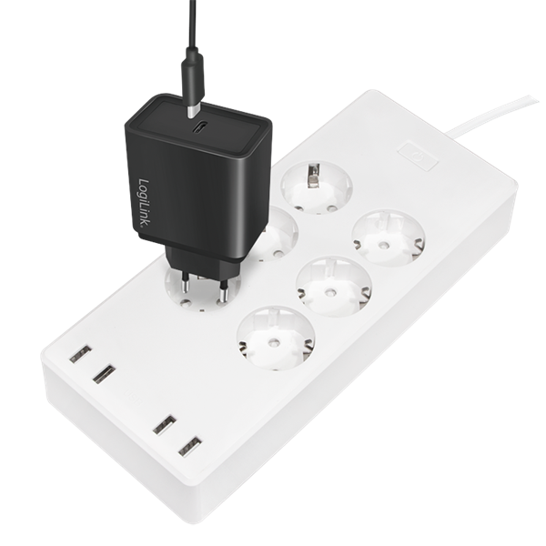 Logilink SH0105 Wi-Fi Smart Socket aljzat, 6 utas, (CEE 7/3), 4x USB, Tuya kompatibilis