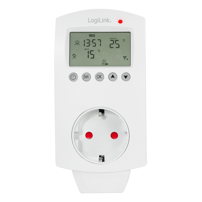 Logilink SH0106 Wi-Fi intelligens termosztát aljzat, 1 utas (CEE 7/3), Tuya kompatibilis
