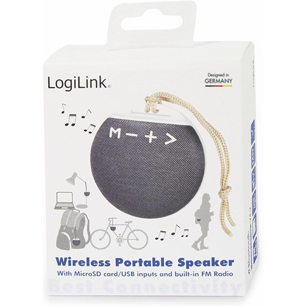 Logilink SP0055 hordozható Bluetooth hangszóró, szövet borítás, kerek forma