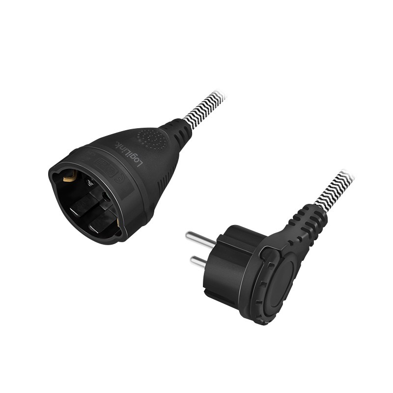 Logilink LPS104 Tápkábel hosszabbító, CEE 7/7 - CEE 7/3, textil kábel, 3 m