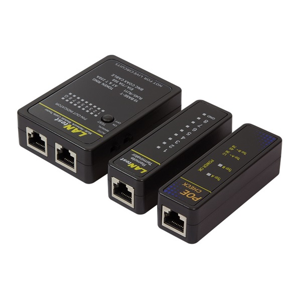 Logilink WZ0015P Tesztelő RJ11, RJ45 és BNC kábelekhez, távoli egységgel és PoE keresővel