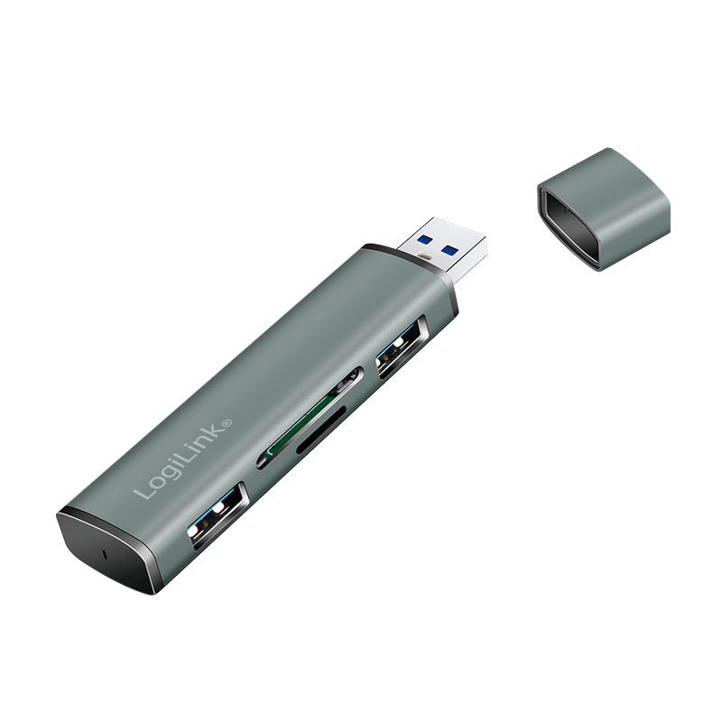 Logilink UA0394 USB 3.2 Gen2, 2 portos hub kártyaolvasóval, alumínium házzal