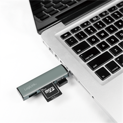 Logilink UA0394 USB 3.2 Gen2, 2 portos hub kártyaolvasóval, alumínium házzal