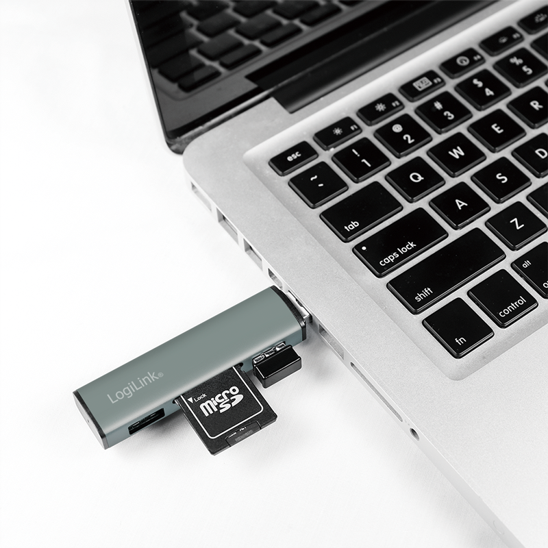 Logilink UA0394 USB 3.2 Gen2, 2 portos hub kártyaolvasóval, alumínium házzal