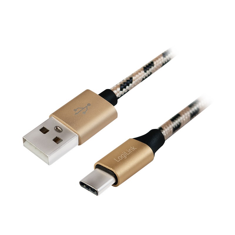 Logilink CU0135 USB 2.0 Cable, USB AM to USB-C M, Nylon Braid, 2m