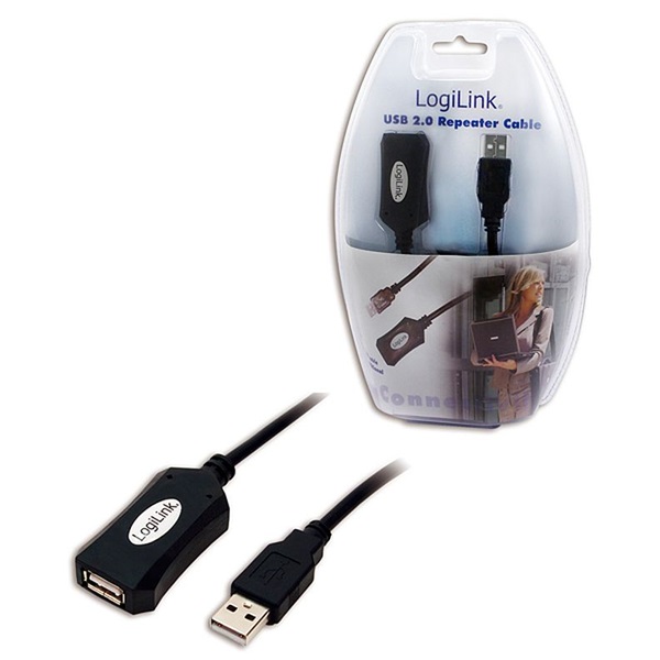 Logilink UA0001A USB 2.0-ás hoszabbító kábel, fekete 5M