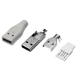 Logilink UP0001 USB 2.0 csatlakozó önálló összeszereléshez, USB-A/M, forrasztási típus, szürke