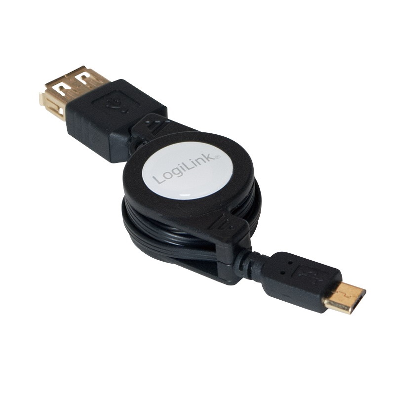 Logilink AA0069 USB 2.0 kábel, Micro-USB/M-A/F, visszahúzható