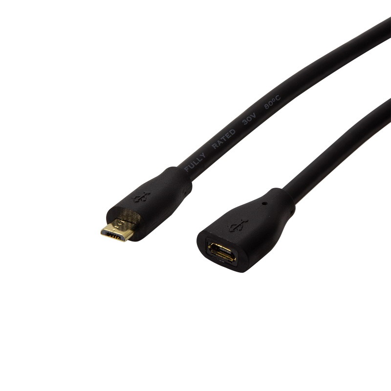 Logilink CU0124 USB 2.0 kábel, Micro-USB/M - Micro-USB/F, fekete, 3 m