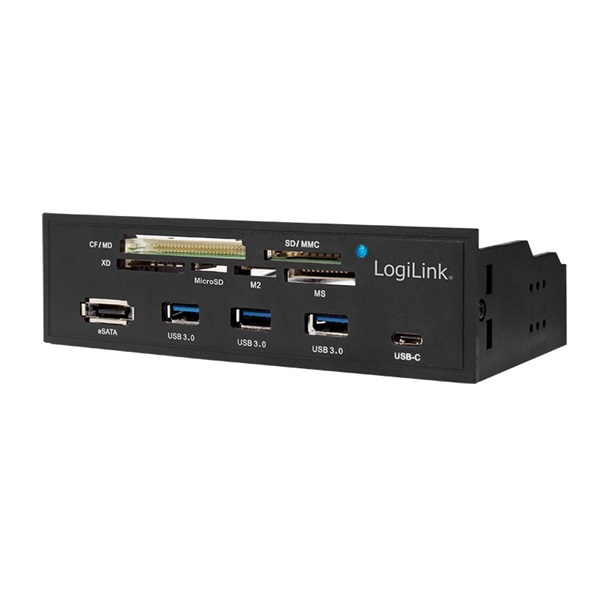 Logilink UA0341 USB 3.0 hub, kártyaolvasóval, belső, fekete
