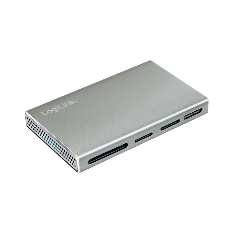 Logilink CR0048 USB 3.2 Gen1, 5 az 1-ben kártyaolvasó (SD-, microSD-, MS-, CF és M2), alumínium, ezüst