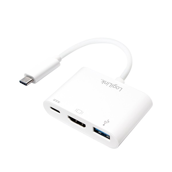 Logilink UA0258 USB 3.2 Gen1 Type-C adapter, C/M-HDMI+2xUSB, 1080p, PD, fehér, 0,14 m