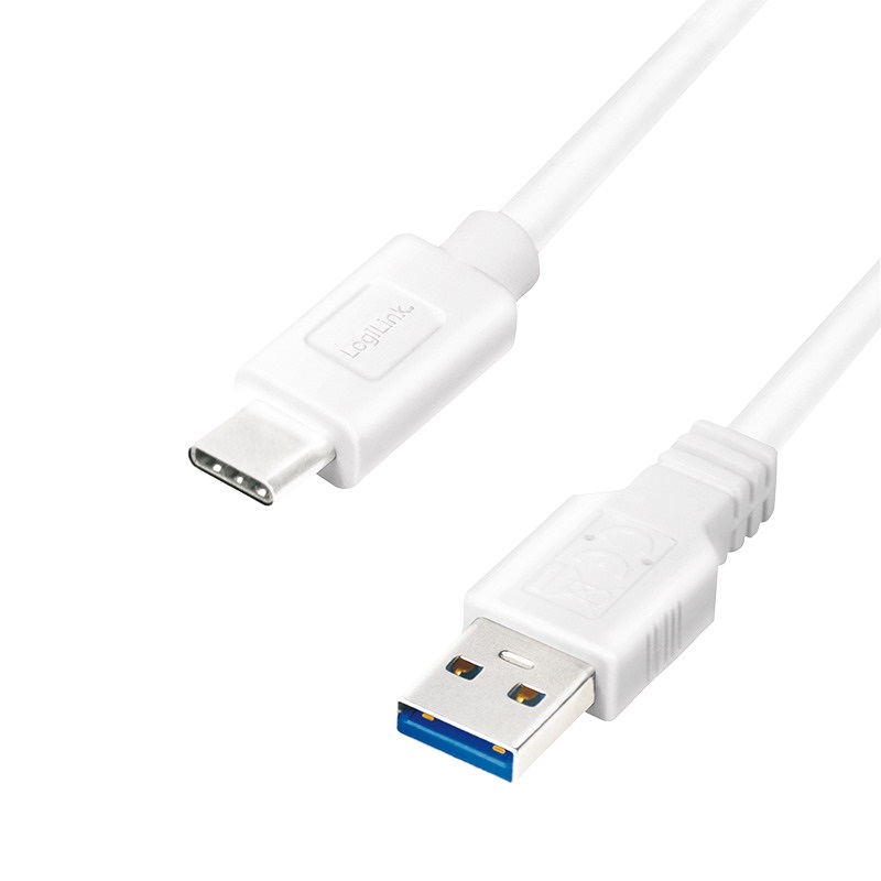 Logilink CU0176 USB 3.2 Gen1 Type-C kábel, C/M-USB-A/M, fehér, 2 m