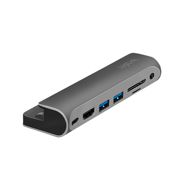 Logilink UA0385 USB 3.2 Gen1 dokkolóállomás, 7-portos, PD, iPadhez, alumínium