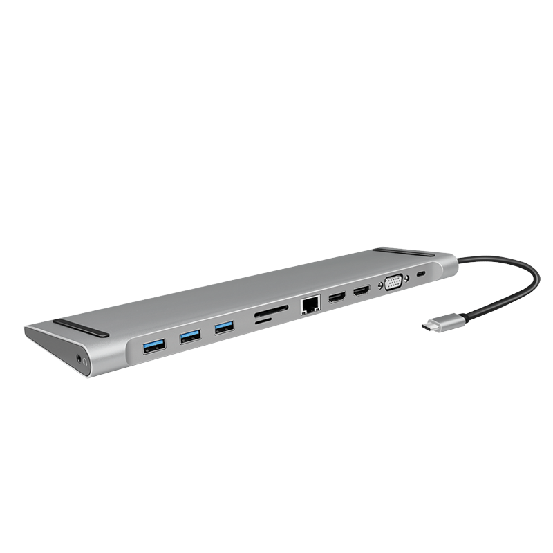 Logilink UA0373 USB 3.2 Gen 1 dokkolóállomás, USB-C, 11-port, PD, ezüst
