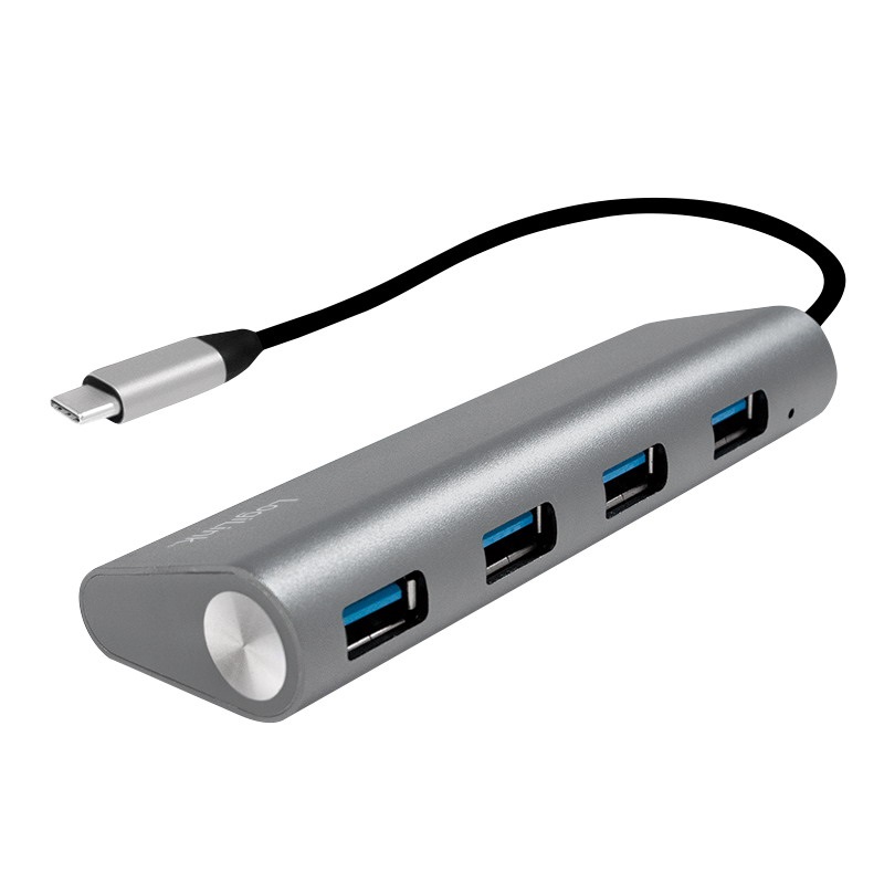 Logilink UA0309 USB 3.2 Gen 1x1 USB-C 4 portos hub, alumínium házzal