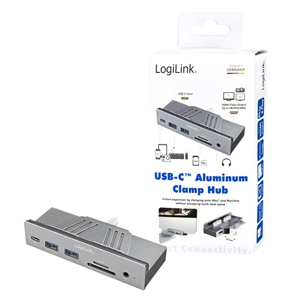 Logilink UA0347 USB-C Multifunkcionális Hub iMac Pro-hoz, alumínium, USB 3.2 Gen1x1