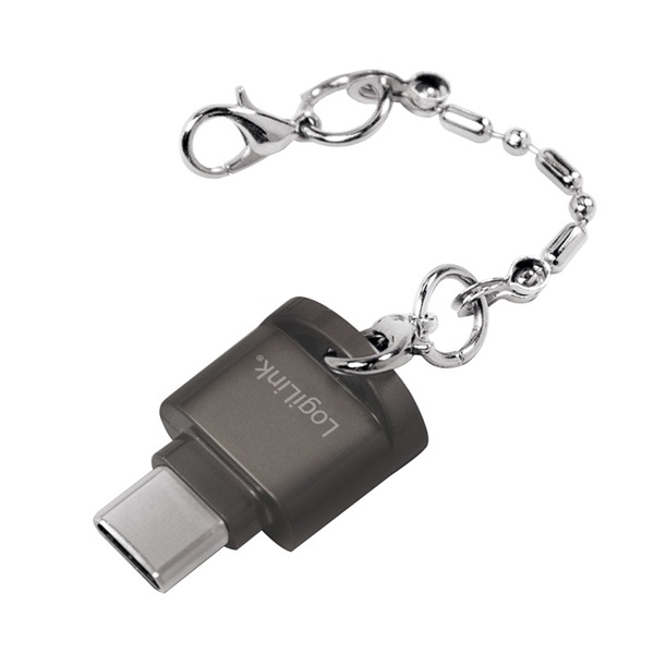 Logilink CR0039 USB-C - microSD-kártyaolvasó, kulcstartó, szürke