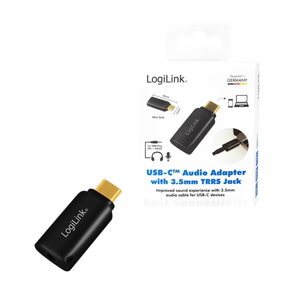 Logilink UA0356 USB-adapter, USB-C és 3,5 mm-es (TRRS) 4 pólusú audioadapter