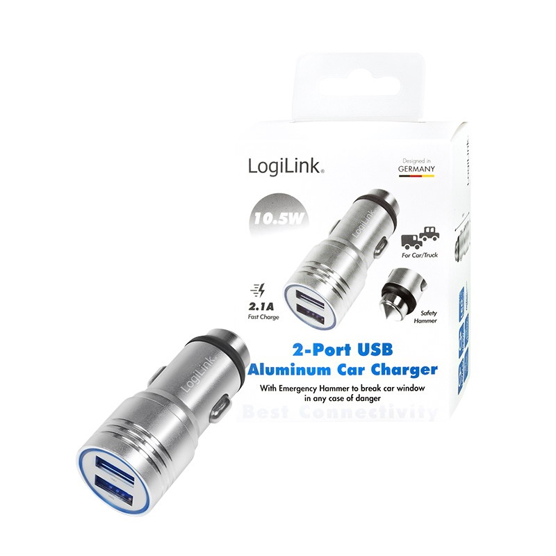 Logilink PA0228 USB autós töltő beépített vészkalapáccsal, 10,5W