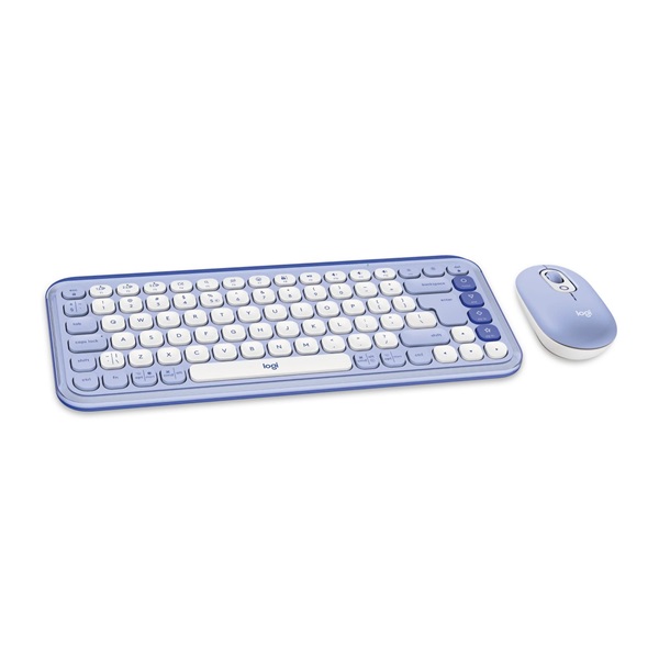 Logitech Pop Icon Combo US vezeték nélküli lila/piszkosfehér billentyűzet és egér