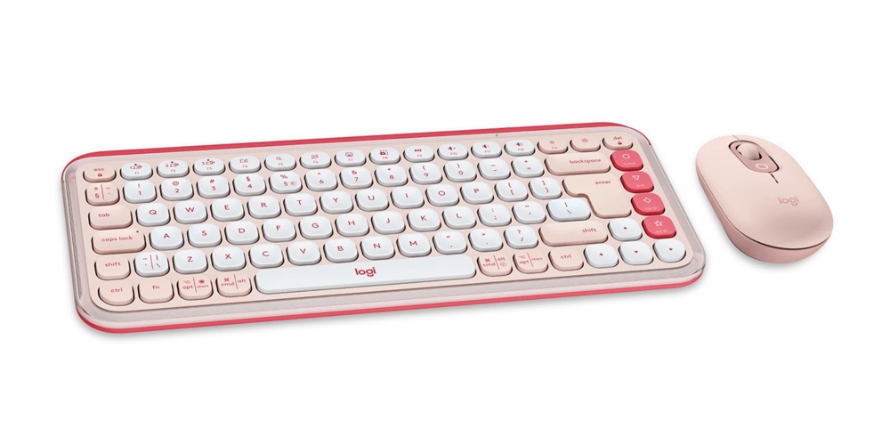 Logitech 920-013142 POP Icon Combo US vezeték nélküli rózsaszín/piszkosfehér billentyűzet és egér