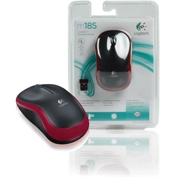Logitech M185 vezeték nélküli piros notebook egér