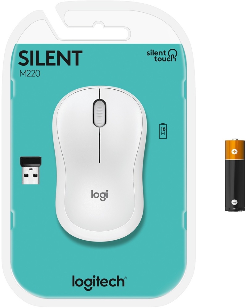 Logitech M220 Silent vezeték nélküli fehér egér