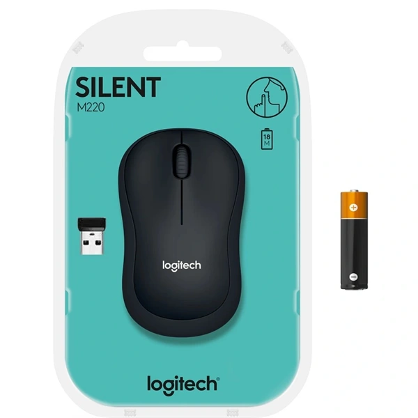 Logitech M220 Silent vezeték nélküli fekete egér