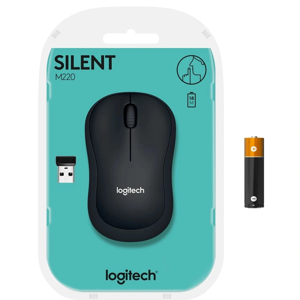 Logitech M220 Silent vezeték nélküli fekete egér