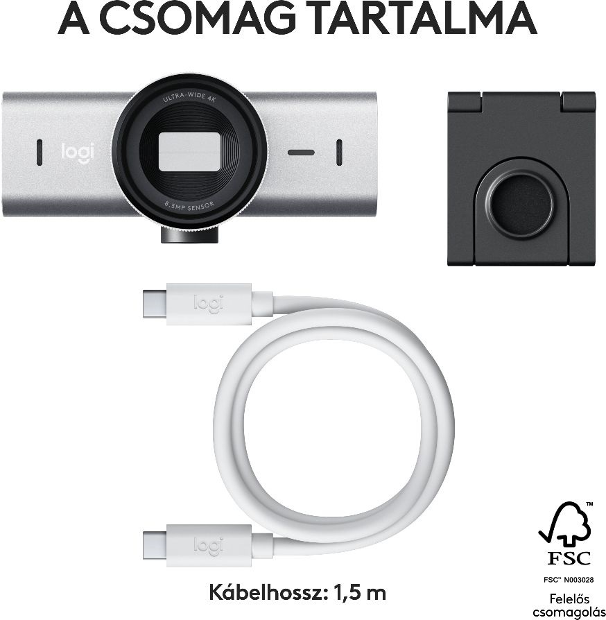 Logitech MX Brio 4K Ultra HD halványszürke webkamera