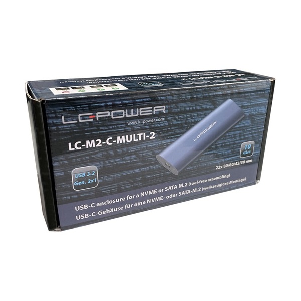 MBR LC Power Külső ház - USB 3.2 Type-C - NVMe vagy SATA M.2 - LC-M2-C-MULTI-2