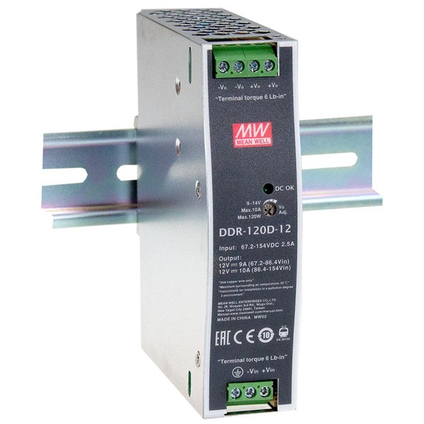 MEAN WELL DDR-120A-24 24VDC 4,2A 101W 4kV-ig szigetelt 1 kimenetű DC/DC konverter