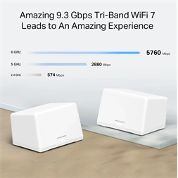 MERCUSYS Halo H47BE(2-pack) BE9300 2db - fehér otthoni mesh Wi-Fi 7 rendszer