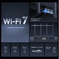 MERCUSYS MR27BE BE3600 két sávos fekete Wi-Fi 7 router