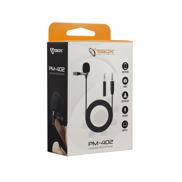 SBOX PM-402 Csiptethető mikrofon, 3.5 mm