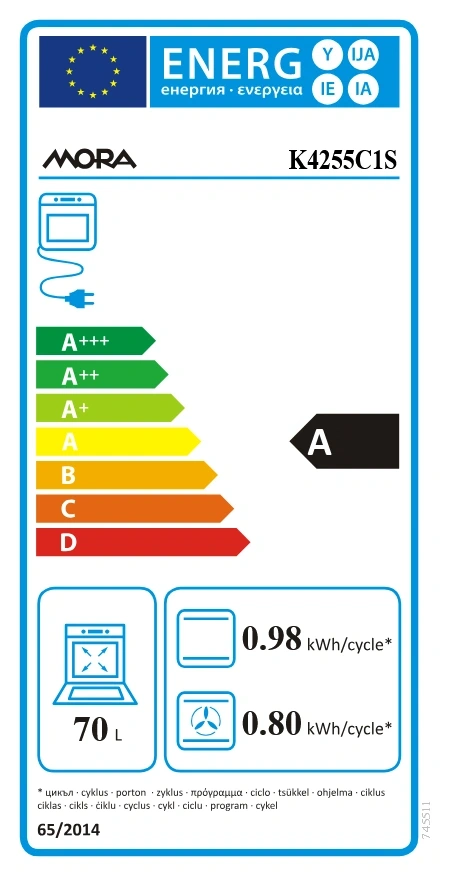 MORA K4255C1S szürke, szabadonálló, gáz, kombinált, főzőzóna: 4, sütő:70L, grill, tűzhely (Újszerű)