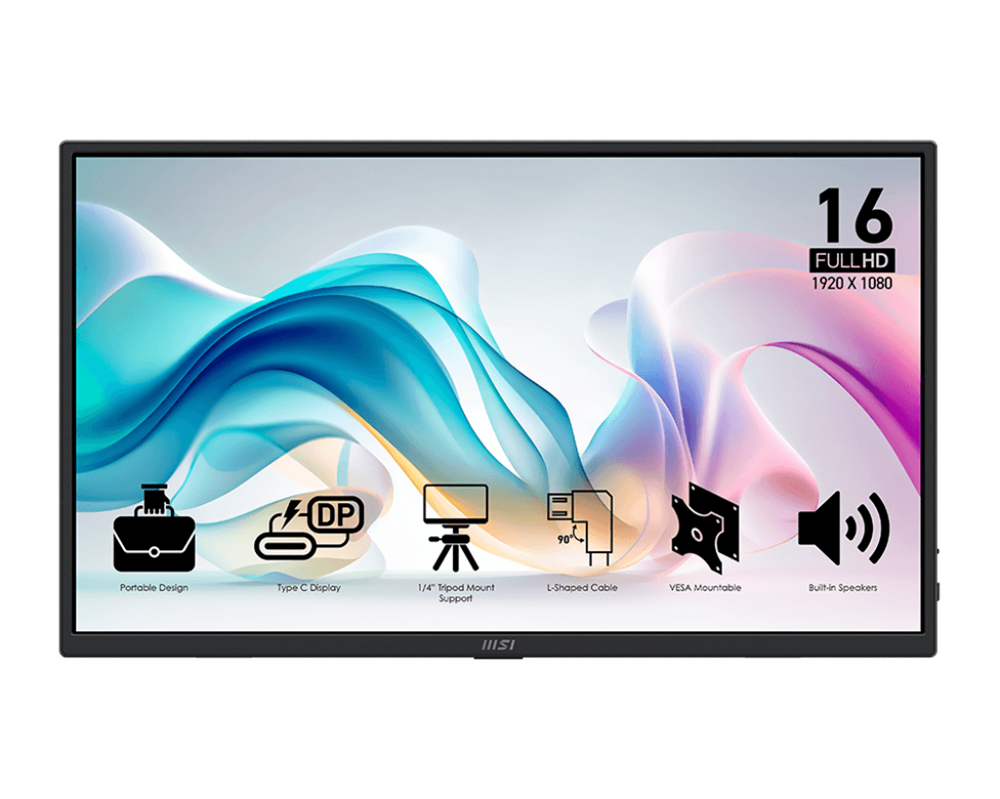 MSI 15,6" PRO MP165 E6 FHD IPS USB-C/miniHDMI fekete monitor